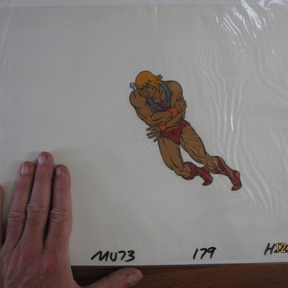 1980's Masters of the Universe Animation Cel: He-Man w/ Original Sketch